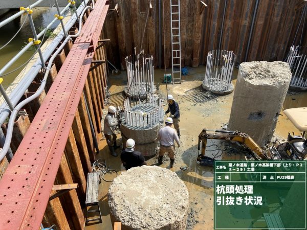 栗ノ木道路　栗ノ木高架橋下部（上り・Ｐ２８－２９）工事 写真