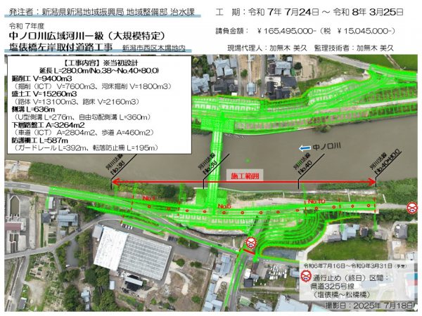 中ノ口川広域河川一級（大規模特定）塩俵橋左岸取付道路工事 写真